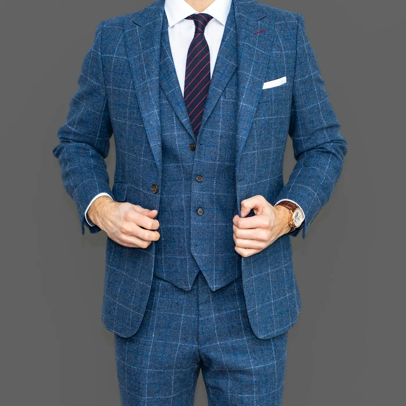 Kostym Tweed Blå
