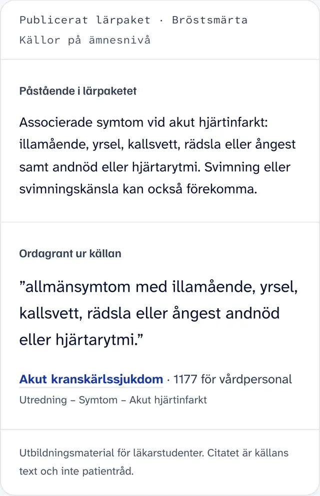 Ett påstående i ett lärpaket i StudieDoktorn, med ordagrant citat och källa.